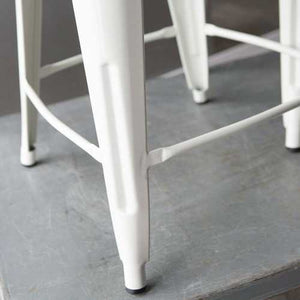 Set of 2 - White Modern Metal Bar Stools