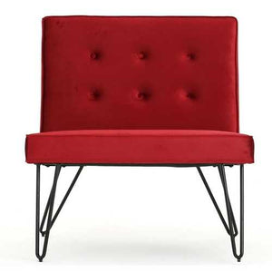 Red Velvety Soft Upholstered Polyester Accent Chair Black Metal Legs