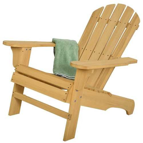 Image of Yellow Wood Adirondack Chair for Patio Garden Outdoor