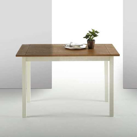 Image of Classic Pine Wood 45 x 28 inch Dining Table with White Legs