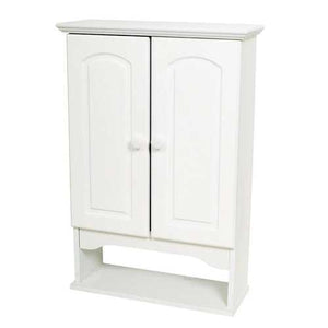 White 2-Door Bathroom Wall Cabinet with Open Storage Shelf