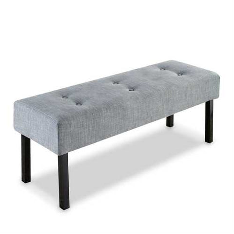 Image of Modern Grey Linen Upholstered Memory Foam Button-Tufted Accent Bench