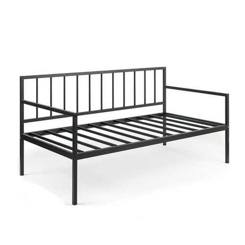 Image of Twin Modern Black Metal Daybed Frame with Steel Slats